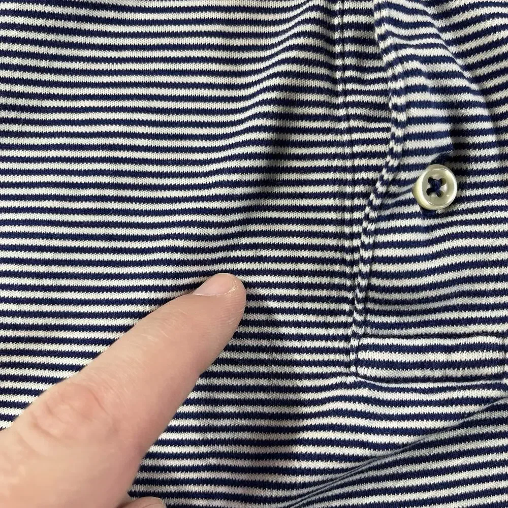 Polo Ralph Lauren Pima Soft Touch Polo Shirt Mens XLT Tall Blue White Striped